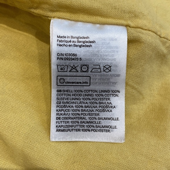 H&M Coated Woven Cotton Jacket, Hearts, Yellow/White, Toddler, Kids 3T (2-3 yrs) - Picture 9 of 11